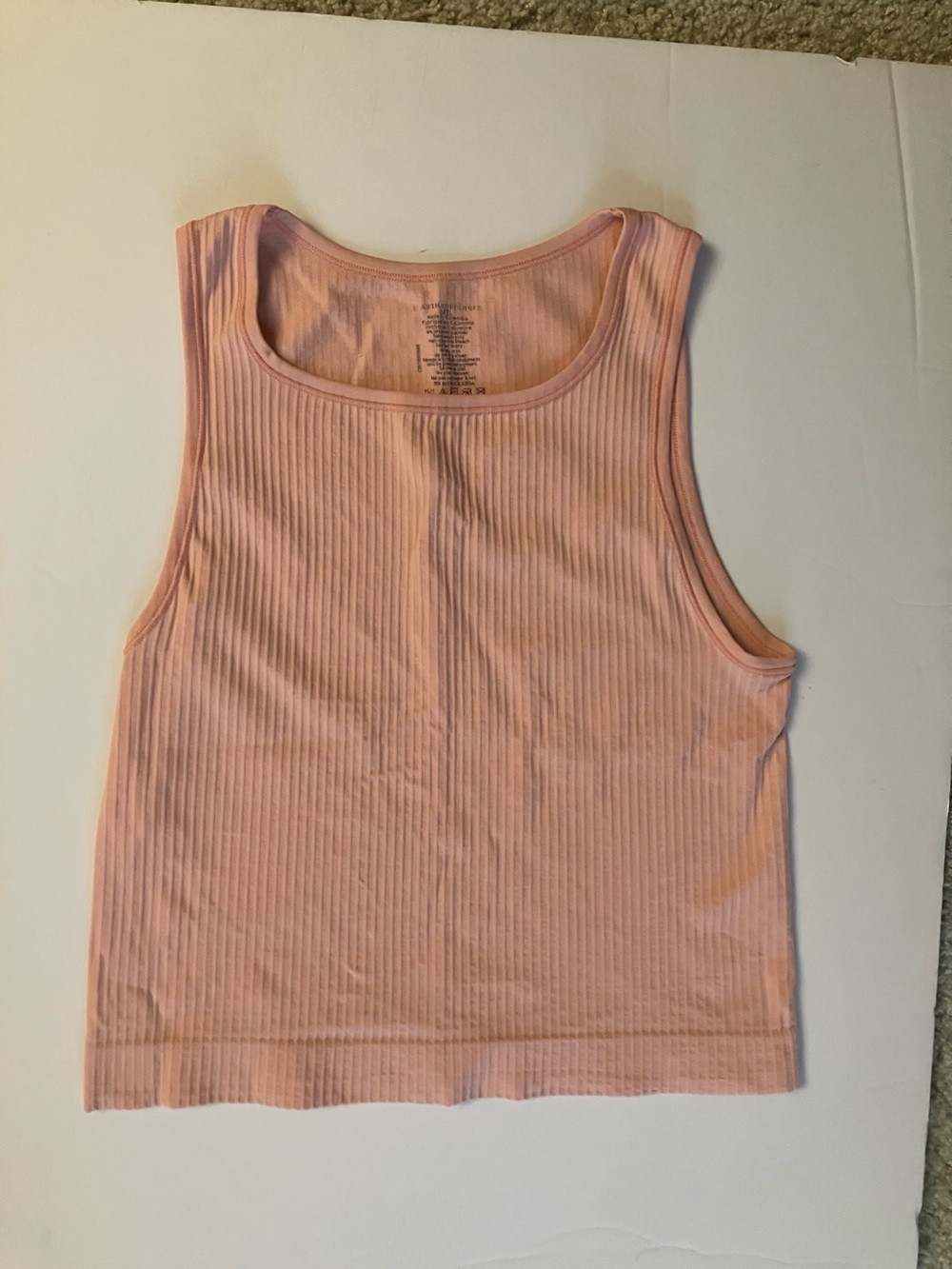 Anthropologie Fitted Stretch Ribbed Cropped Tank in Peach